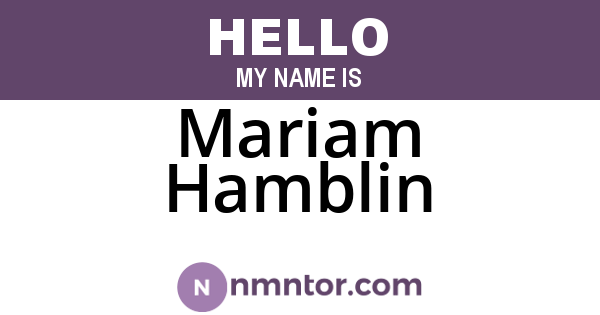 Mariam Hamblin