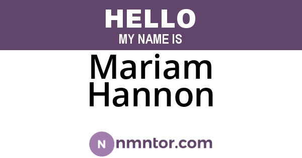 Mariam Hannon