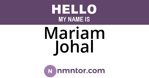Mariam Johal