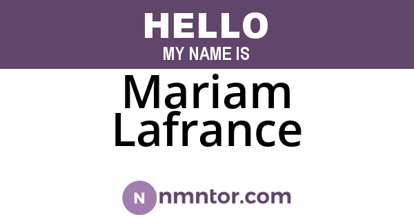 Mariam Lafrance