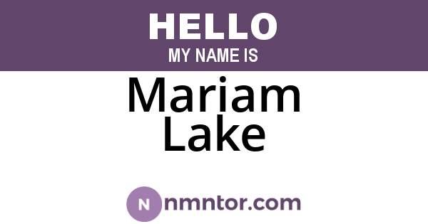 Mariam Lake