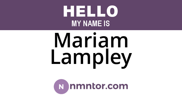 Mariam Lampley