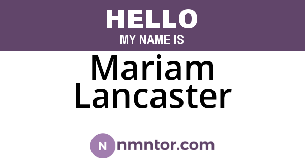 Mariam Lancaster