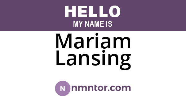 Mariam Lansing