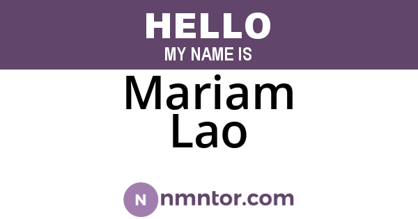 Mariam Lao