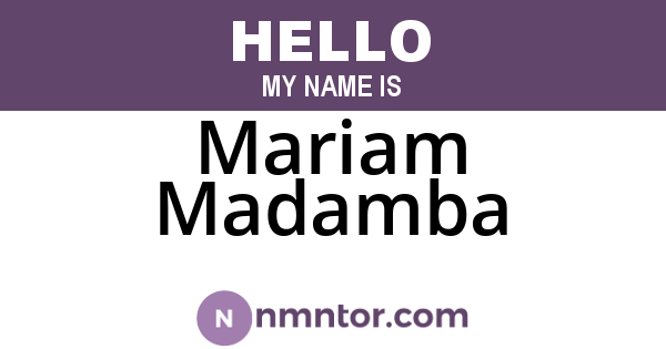Mariam Madamba