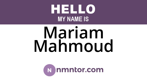 Mariam Mahmoud