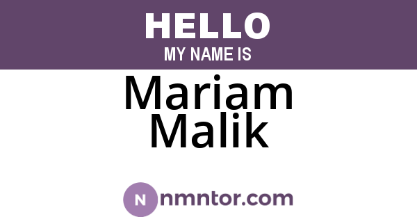 Mariam Malik