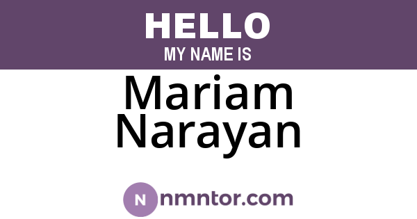 Mariam Narayan