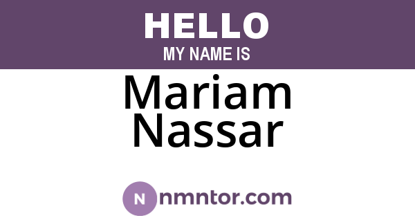 Mariam Nassar