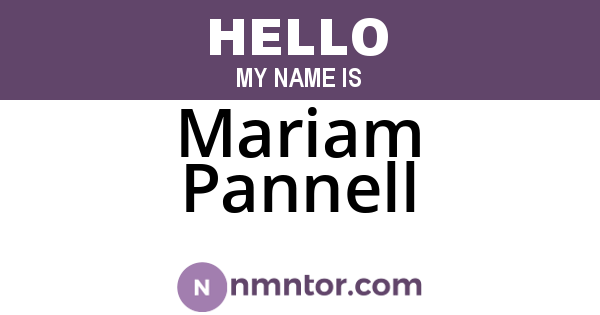 Mariam Pannell