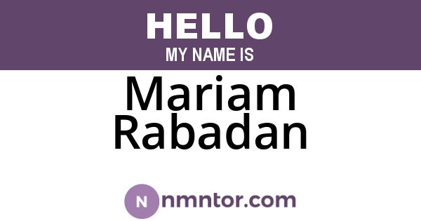 Mariam Rabadan