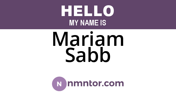 Mariam Sabb