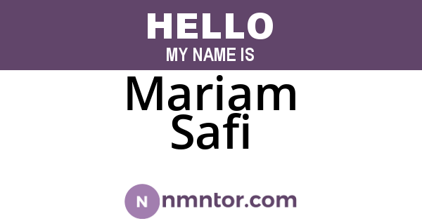 Mariam Safi