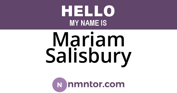 Mariam Salisbury