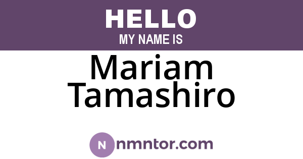 Mariam Tamashiro