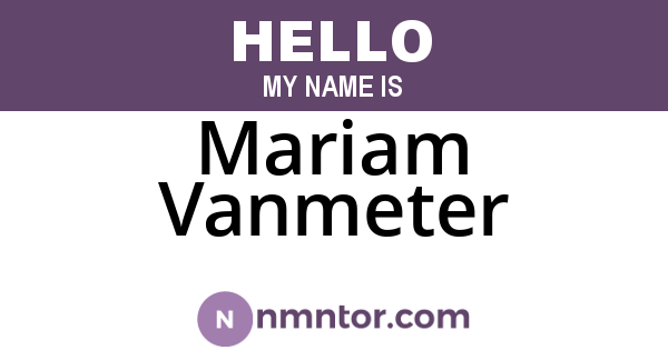 Mariam Vanmeter