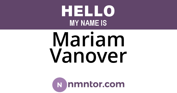 Mariam Vanover