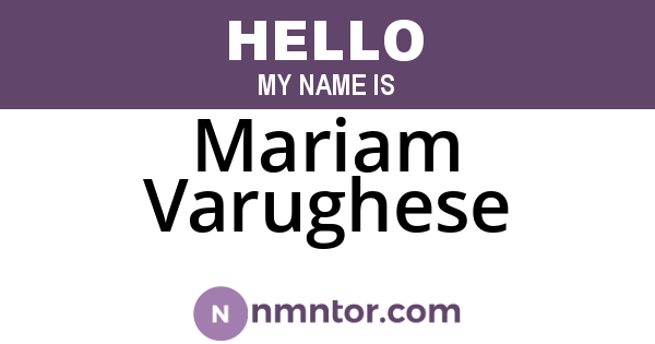Mariam Varughese