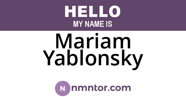 Mariam Yablonsky