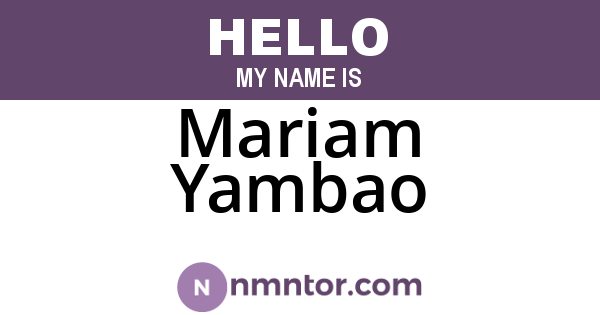 Mariam Yambao
