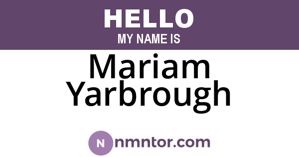 Mariam Yarbrough