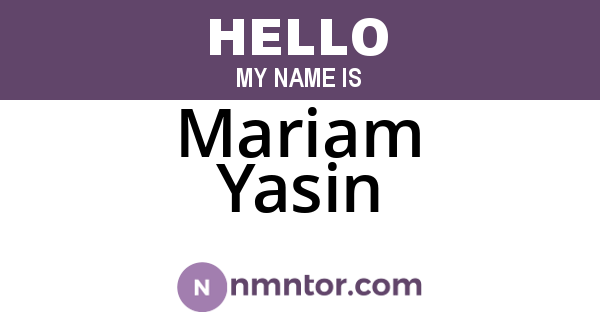 Mariam Yasin