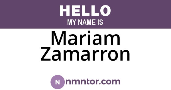 Mariam Zamarron