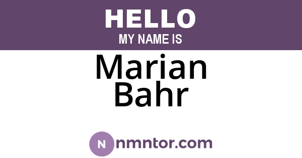 Marian Bahr