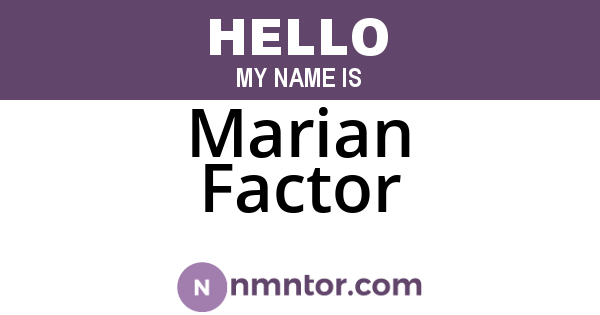 Marian Factor