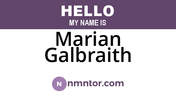 Marian Galbraith