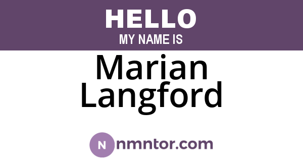Marian Langford