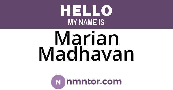 Marian Madhavan