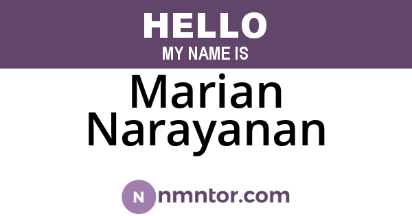 Marian Narayanan