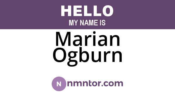 Marian Ogburn