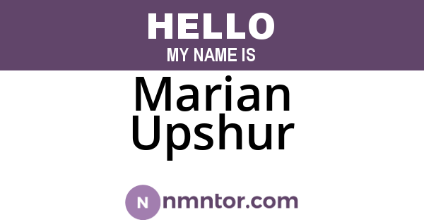 Marian Upshur