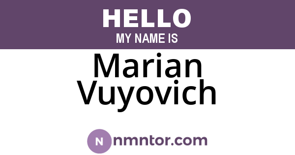Marian Vuyovich