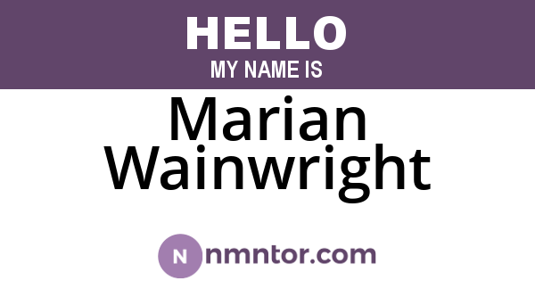 Marian Wainwright