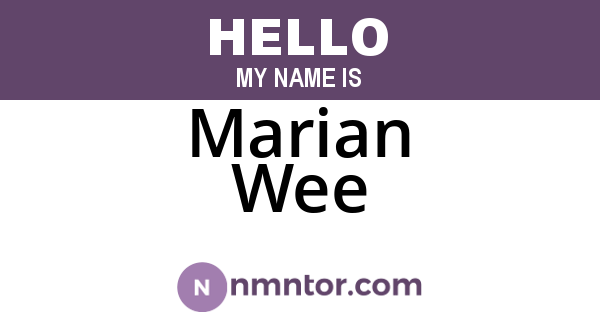 Marian Wee