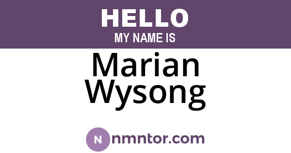 Marian Wysong