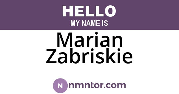 Marian Zabriskie