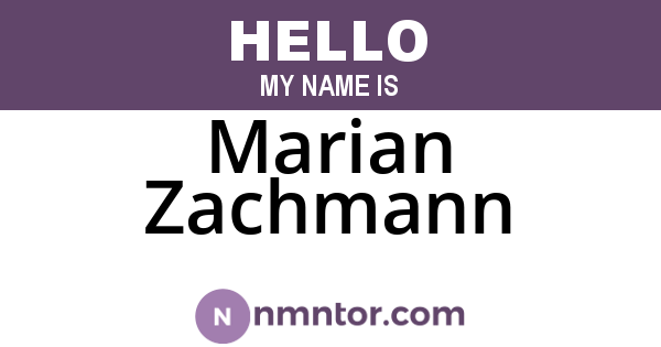 Marian Zachmann