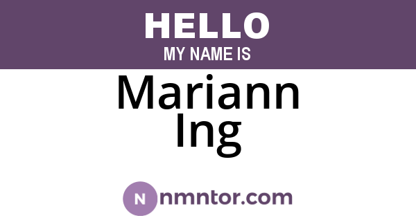 Mariann Ing