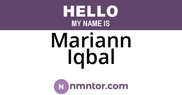 Mariann Iqbal