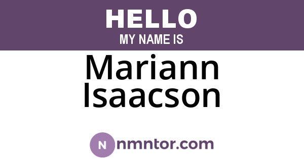 Mariann Isaacson