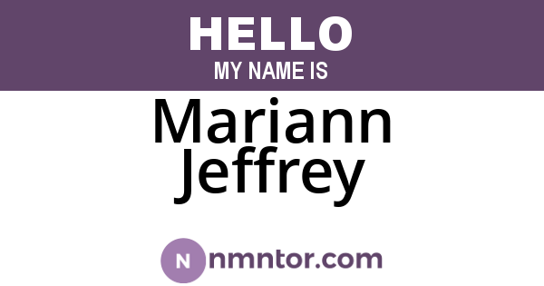 Mariann Jeffrey