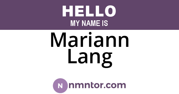 Mariann Lang