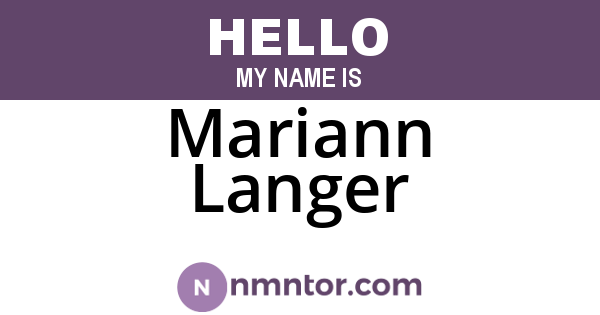 Mariann Langer
