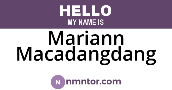 Mariann Macadangdang