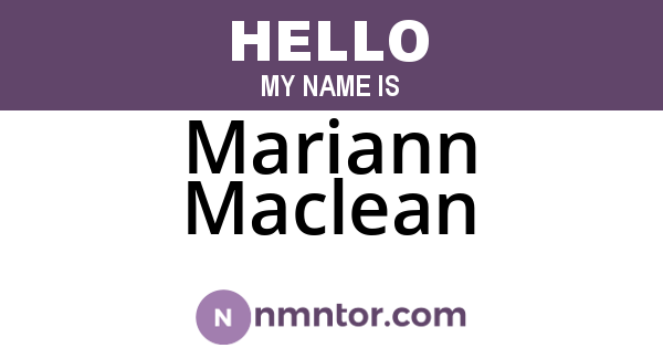 Mariann Maclean